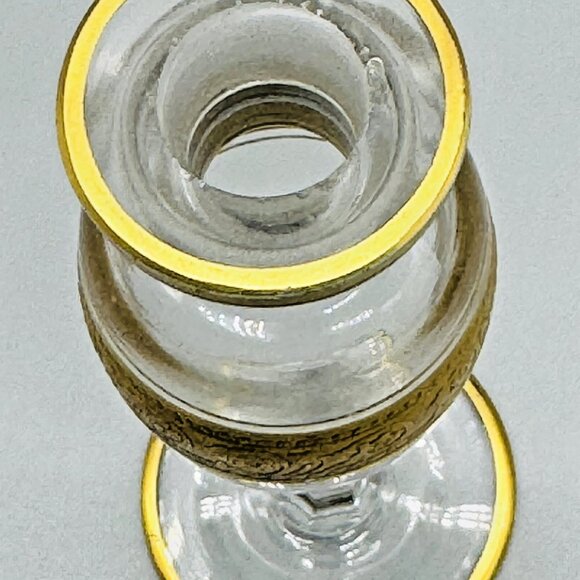 Antique Victorian Perfume Bottle Gold Accents Tear Drop Stopper 7 inch - Picture 8 of 10